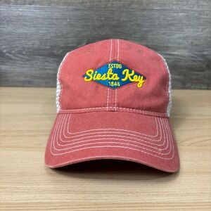 Siesta Key Hat Cap Snapback Red Adjustable Sarasota Florida